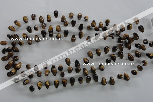 CTE337 Top-drilled 6*10mm teardrop yellow tiger eye gemstone beads