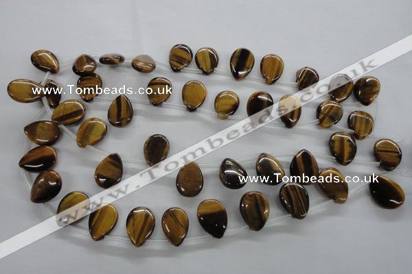 CTE338 Top-drilled 13*18mm flat teardrop yellow tiger eye gemstone beads