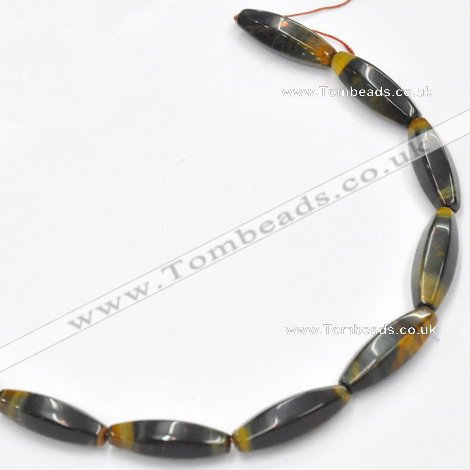 CTE36 15.5 inches 10*30mm faceted rice blue tiger eye beads wholesale