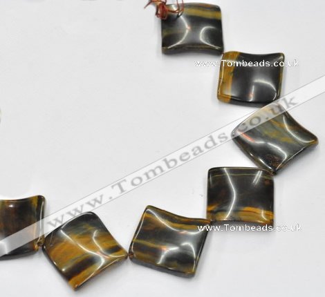 CTE38 15.5 inches 30*30mm twisted square blue tiger eye beads wholesale