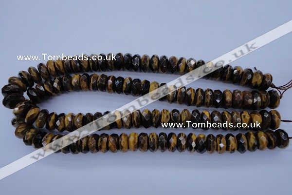 CTE403 15.5 inches 8*14mm faceted rondelle yellow tiger eye beads