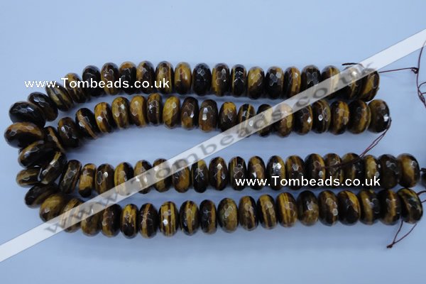 CTE405 15.5 inches 10*18mm faceted rondelle yellow tiger eye beads