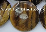 CTE410 15.5 inches 40mm faceted coin yellow tiger eye beads