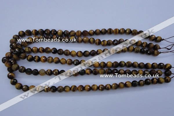 CTE422 15.5 inches 8mm faceted round yellow tiger eye beads