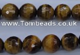 CTE424 15.5 inches 12mm faceted round yellow tiger eye beads