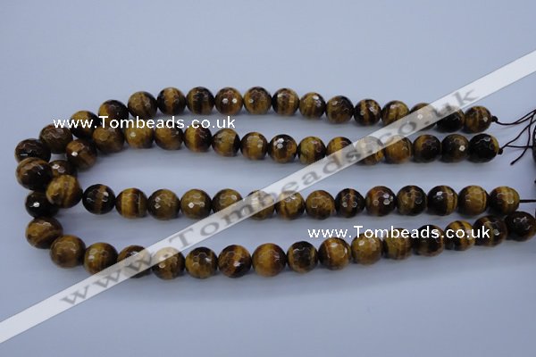 CTE424 15.5 inches 12mm faceted round yellow tiger eye beads