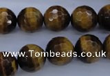 CTE425 15.5 inches 14mm faceted round yellow tiger eye beads