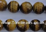 CTE426 15.5 inches 16mm faceted round yellow tiger eye beads