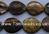 CTE435 15.5 inches 17*20mm faceted flat teardrop yellow tiger eye beads