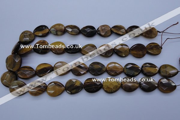 CTE435 15.5 inches 17*20mm faceted flat teardrop yellow tiger eye beads