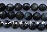 CTE443 15.5 inches 10mm faceted round blue tiger eye beads