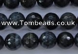 CTE444 15.5 inches 12mm faceted round blue tiger eye beads