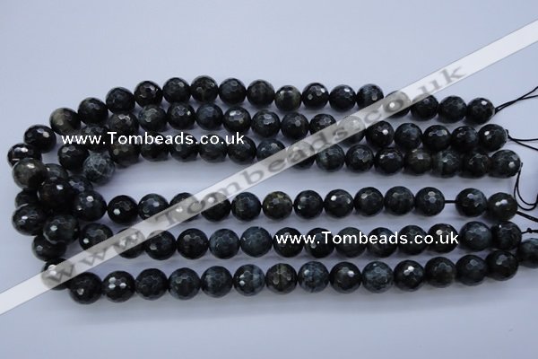 CTE444 15.5 inches 12mm faceted round blue tiger eye beads