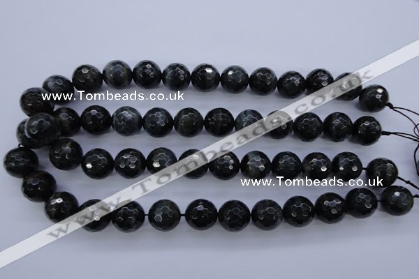 CTE446 15.5 inches 16mm faceted round blue tiger eye beads