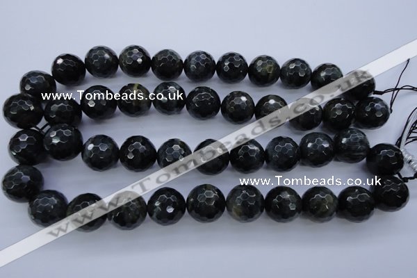 CTE447 15.5 inches 18mm faceted round blue tiger eye beads