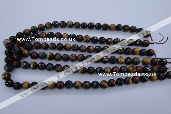 CTE454 15.5 inches 10mm faceted round mixed tiger eye beads