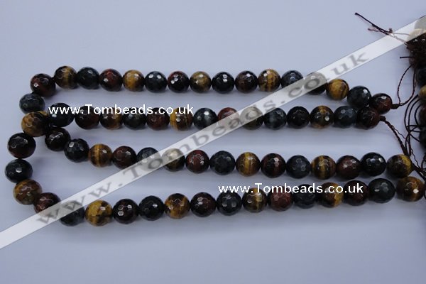 CTE455 15.5 inches 12mm faceted round mixed tiger eye beads