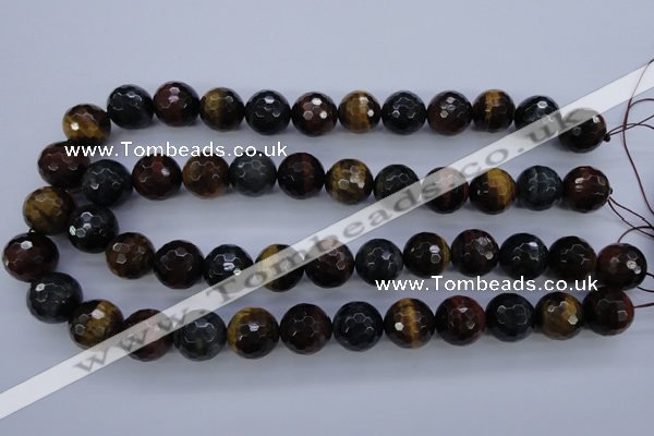 CTE457 15.5 inches 16mm faceted round mixed tiger eye beads