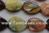 CTE468 15.5 inches 18*20mm faceted flat teardrop mixed tiger eye beads