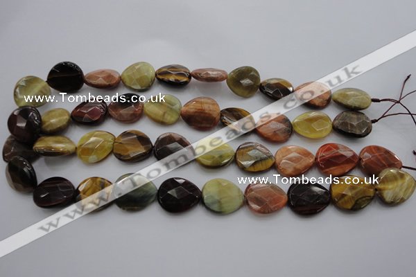 CTE468 15.5 inches 18*20mm faceted flat teardrop mixed tiger eye beads