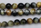 CTE552 15.5 inches 8mm round golden & blue tiger eye beads