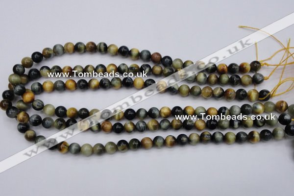 CTE552 15.5 inches 8mm round golden & blue tiger eye beads