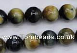 CTE554 15.5 inches 12mm round golden & blue tiger eye beads