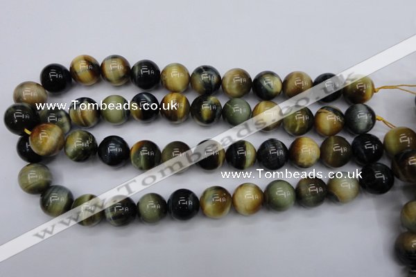 CTE555 15.5 inches 14mm round golden & blue tiger eye beads