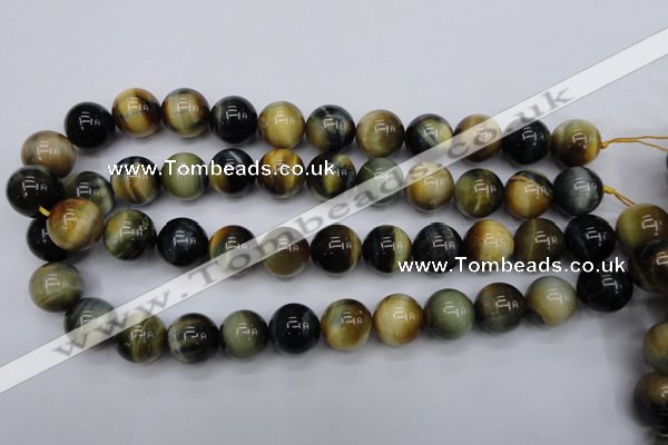 CTE557 15.5 inches 18mm round golden & blue tiger eye beads