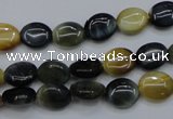 CTE568 15.5 inches 8*10mm oval golden & blue tiger eye beads