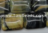 CTE578 15.5 inches 18*25mm rectangle golden & blue tiger eye beads