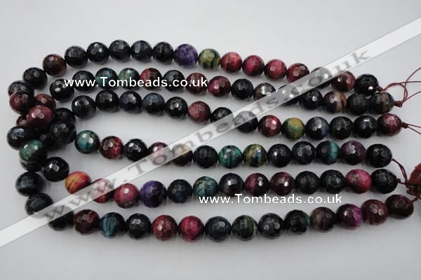 CTE582 15.5 inches 8mm faceted round colorful tiger eye beads