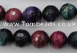 CTE584 15.5 inches 12mm faceted round colorful tiger eye beads