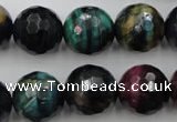 CTE586 15.5 inches 16mm faceted round colorful tiger eye beads