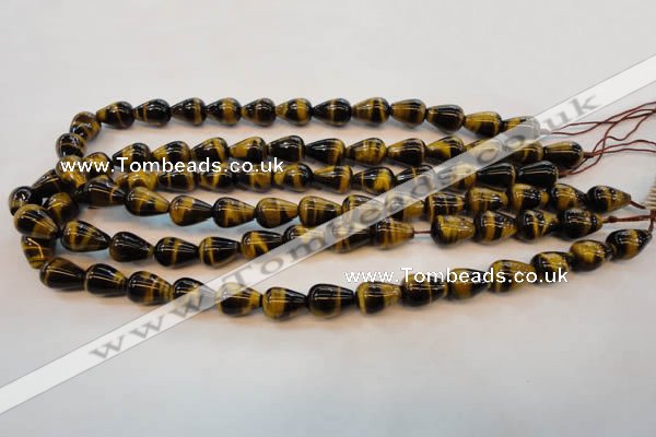 CTE605 15.5 inches 6*10mm teardrop yellow tiger eye beads wholesale