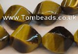 CTE620 15.5 inches 13*18mm twisted rice yellow tiger eye beads wholesale