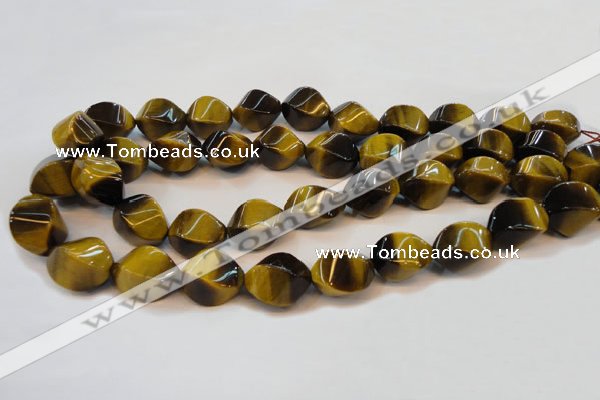 CTE620 15.5 inches 13*18mm twisted rice yellow tiger eye beads wholesale