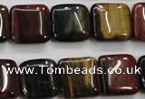 CTE63 15.5 inches 15*15mm square mixed tiger eye gemstone beads