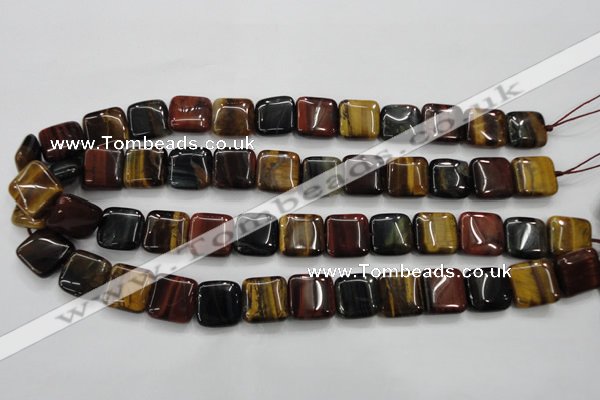 CTE63 15.5 inches 15*15mm square mixed tiger eye gemstone beads