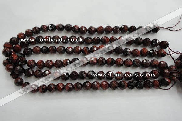 CTE703 15.5 inches 10mm faceted round red tiger eye beads