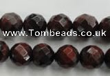 CTE704 15.5 inches 12mm faceted round red tiger eye beads