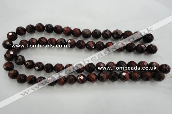 CTE704 15.5 inches 12mm faceted round red tiger eye beads