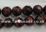 CTE705 15.5 inches 14mm faceted round red tiger eye beads