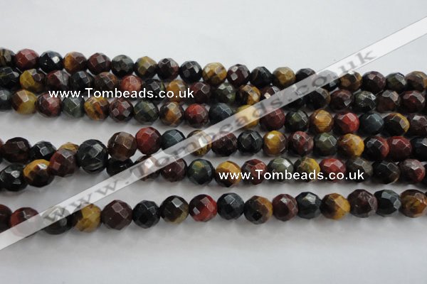 CTE711 15.5 inches 6mm faceted round mixed color tiger eye beads