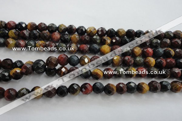 CTE712 15.5 inches 8mm faceted round mixed color tiger eye beads