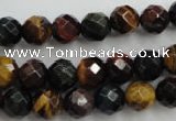 CTE713 15.5 inches 10mm faceted round mixed color tiger eye beads