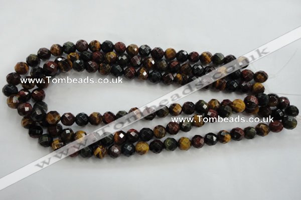 CTE713 15.5 inches 10mm faceted round mixed color tiger eye beads