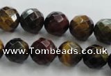 CTE714 15.5 inches 12mm faceted round mixed color tiger eye beads