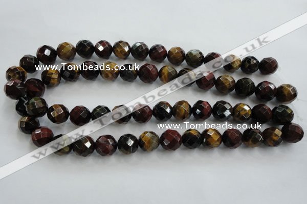 CTE714 15.5 inches 12mm faceted round mixed color tiger eye beads