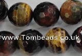 CTE717 15.5 inches 18mm faceted round mixed color tiger eye beads